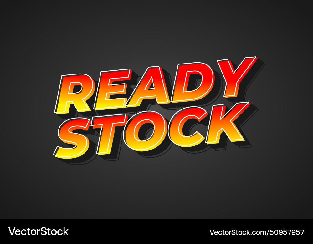 Ready stock text effect in 3d look with eye Ready stock text effect in 3d look with eye vector image