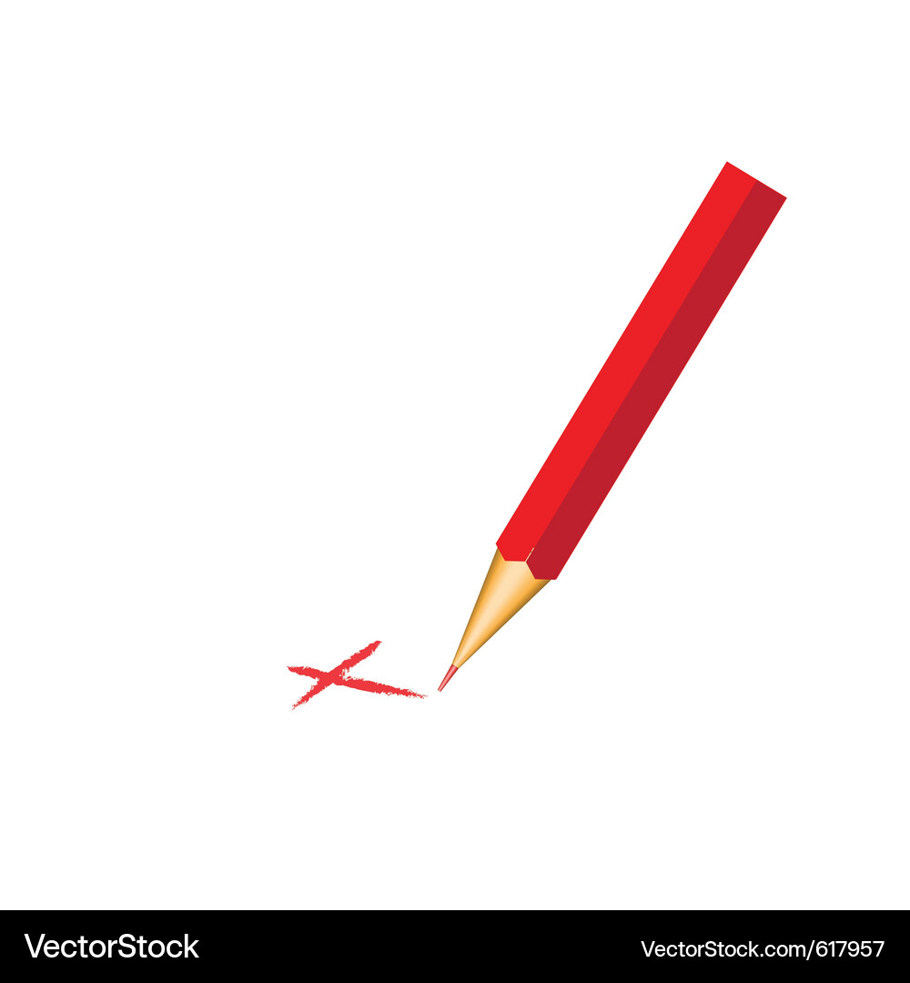 Red pencil with check mark Vector Image