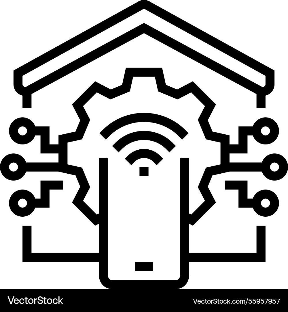 Smart home automation ai integration line icon Smart home automation ai integration line icon vector image