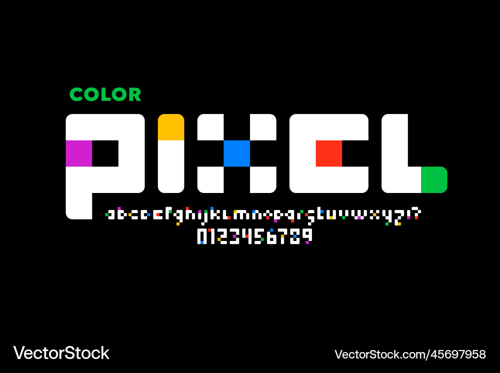8-Bit Pixel Font Vector Image