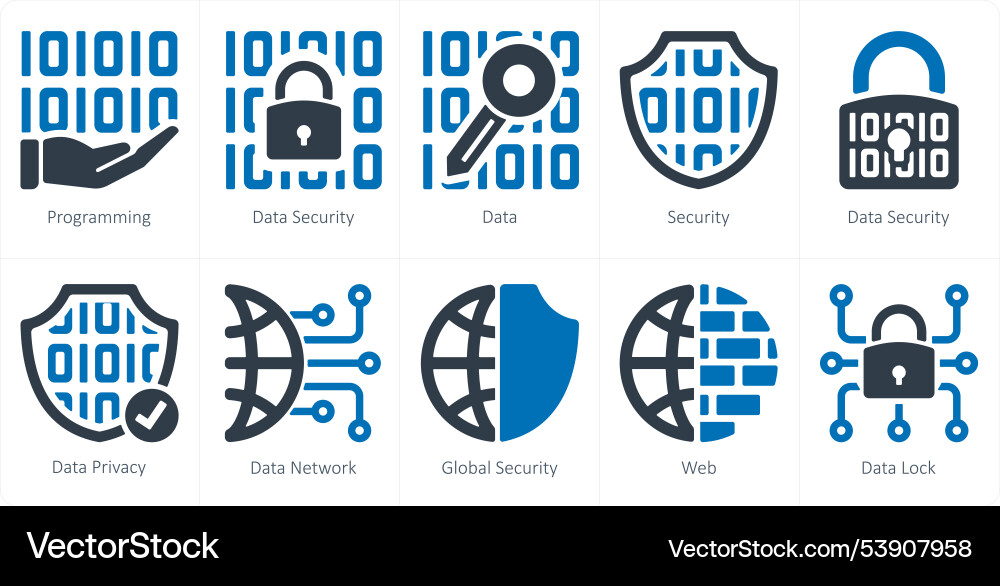 A set of 10 security icons as programming data vector image