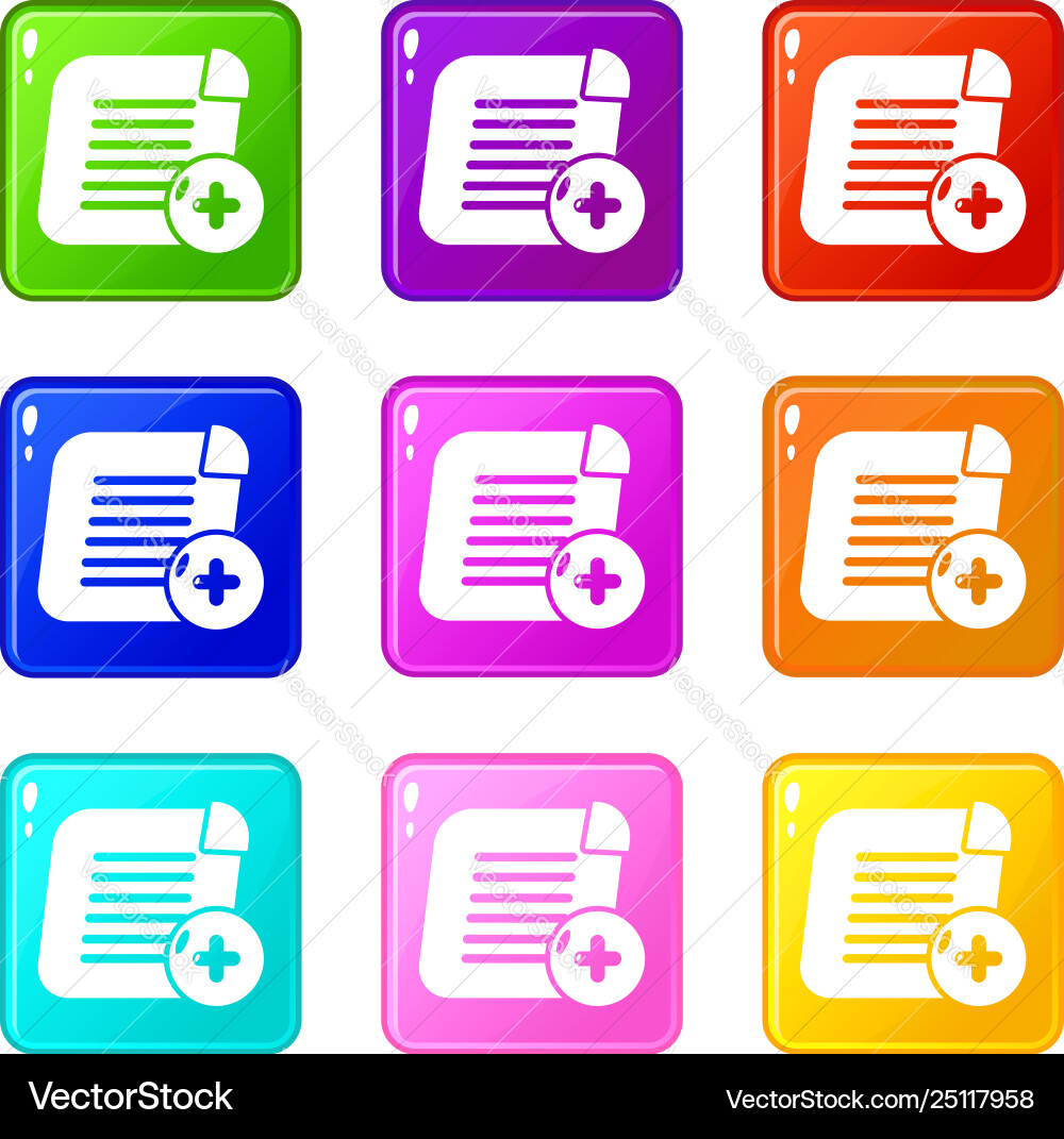 Add new icons set 9 color collection Add new icons set 9 color collection vector image