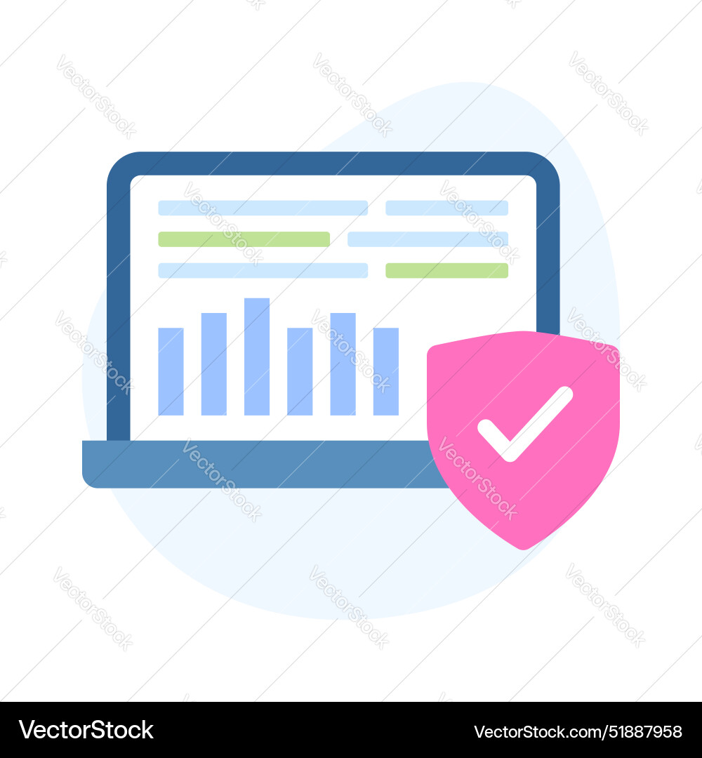 Bar chart inside laptop screen showing concept Vector Image