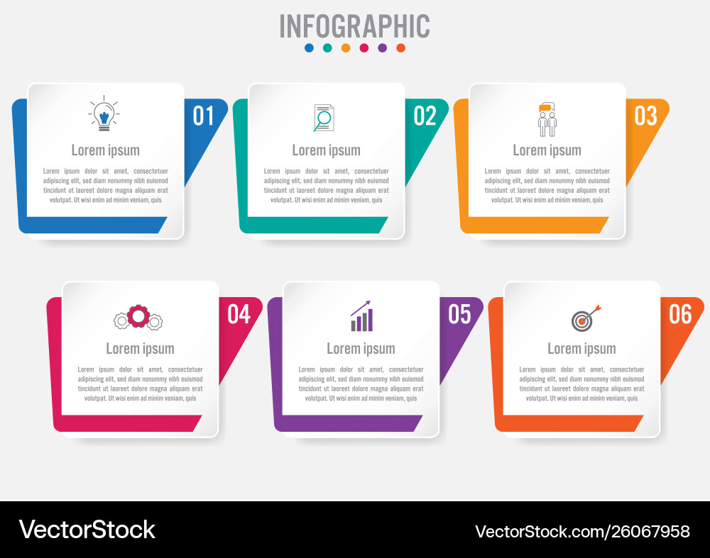 Business Infographic Template - 6 Panels vector image