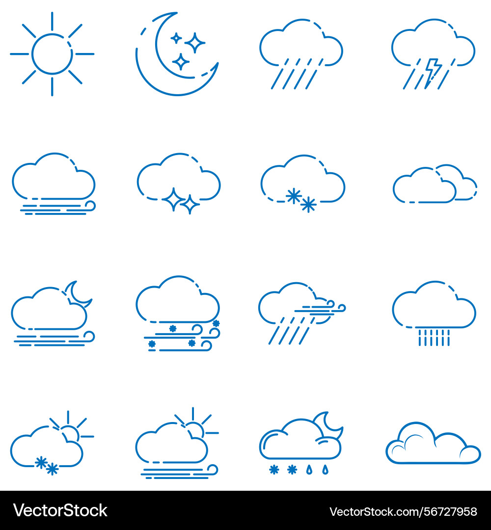 Clouds icons set of in different form vector image