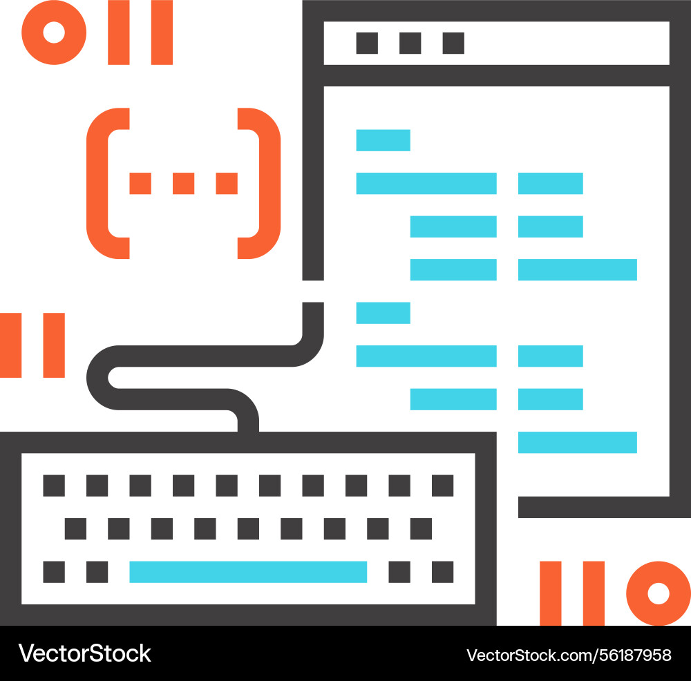 Coding flat line web icon concept Coding flat line web icon concept vector image