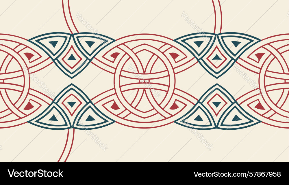 Decorative interlocked circle pattern border Vector Image