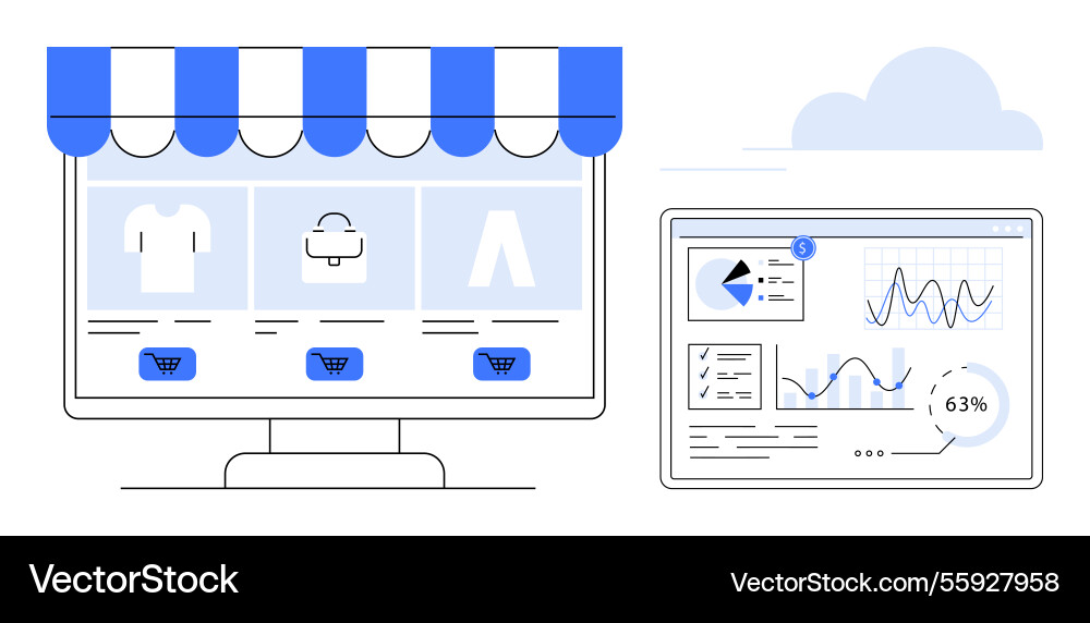 E-commerce storefront and analytics dashboard Vector Image