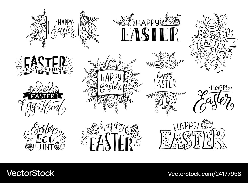 Easter Calligraphy & Phrases Vector Image