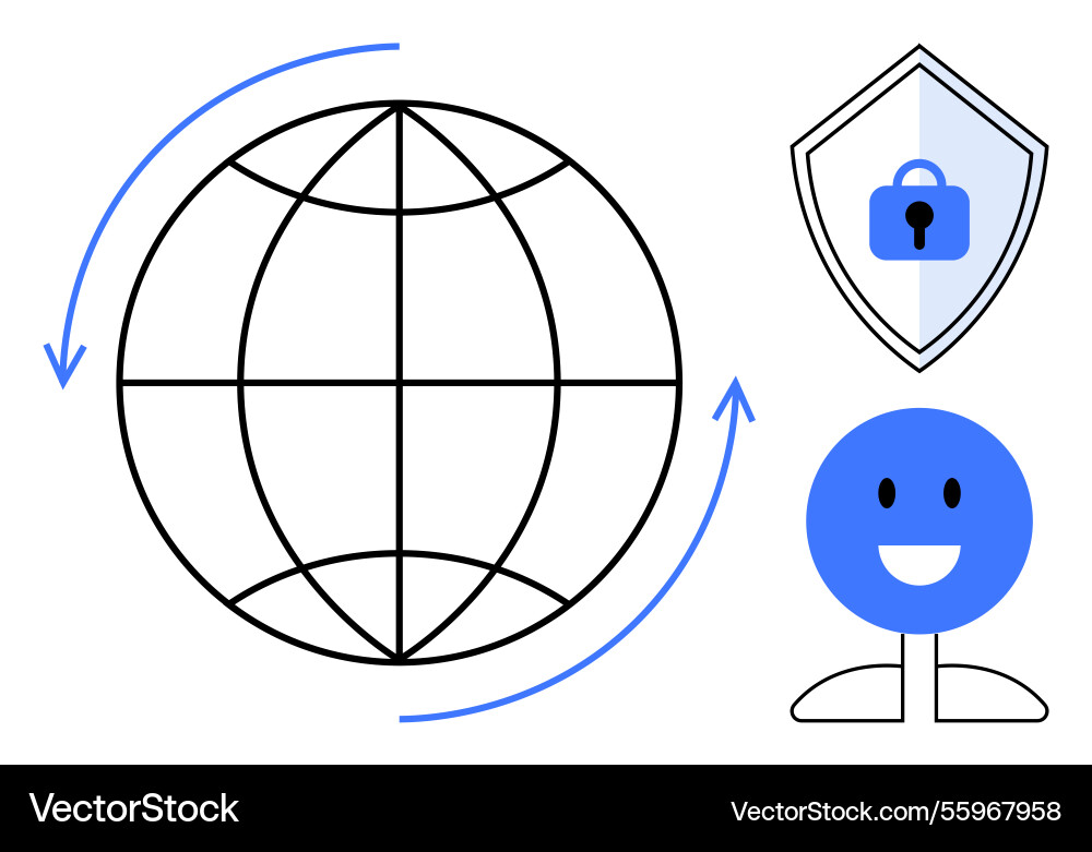 Global connectivity with internet security Vector Image