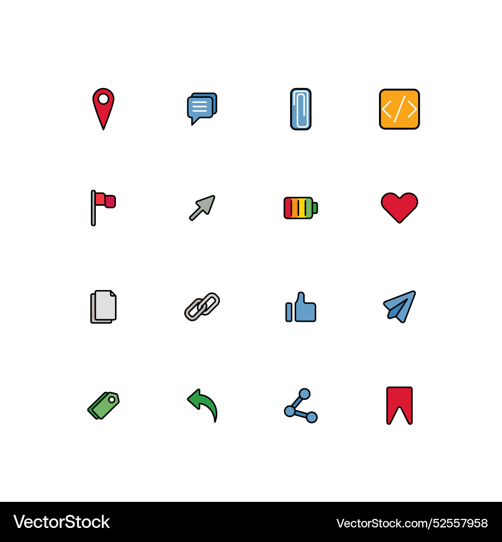 Location save cursor share web and app icon set Location save cursor share web and app icon set vector image