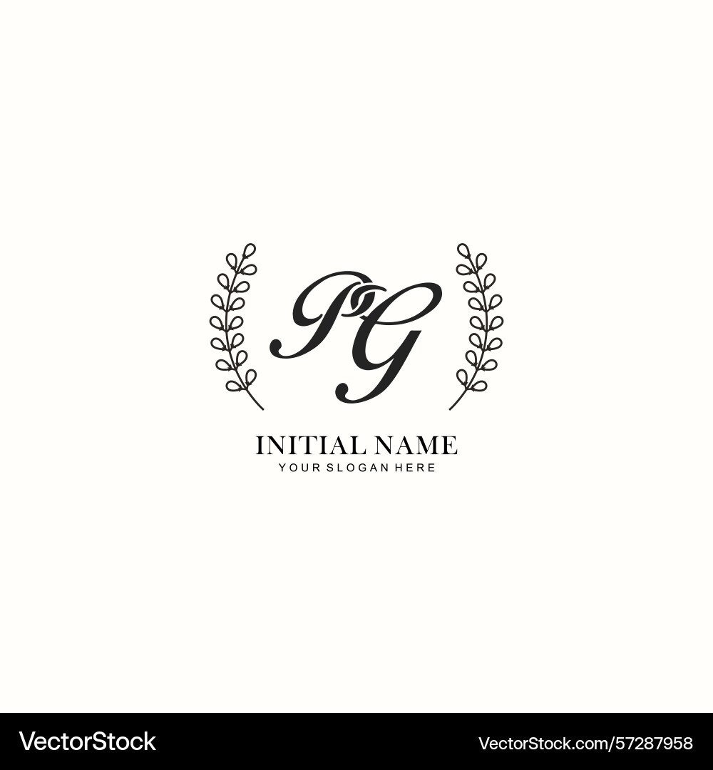 Pg initial logo templates with botanical elements Vector Image