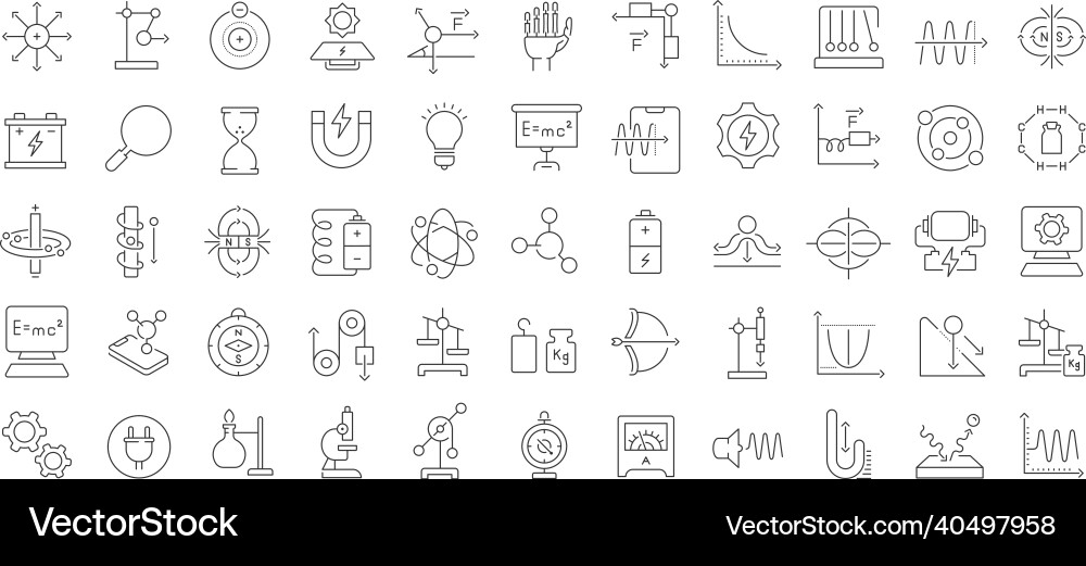 Set of linear icons physics Set of linear icons physics vector image