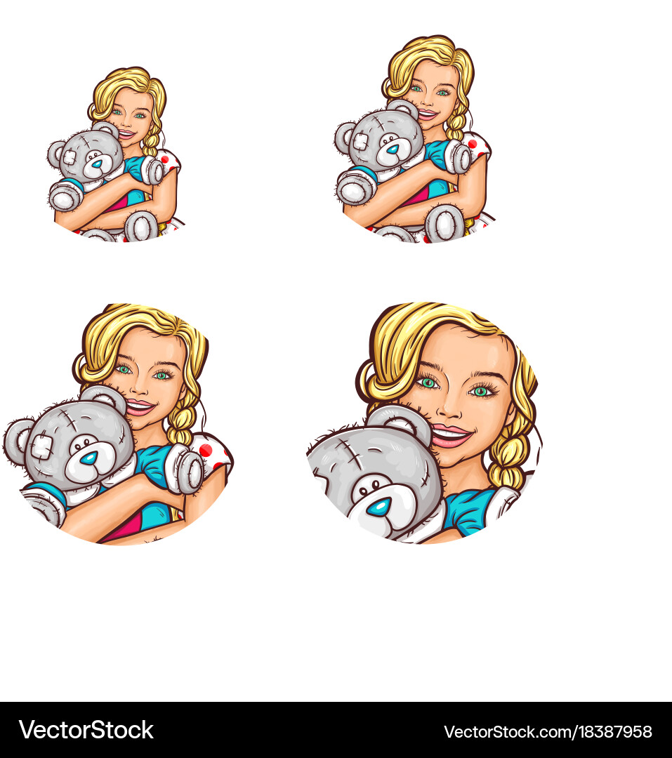 Set of pop art round avatar icons for users vector image