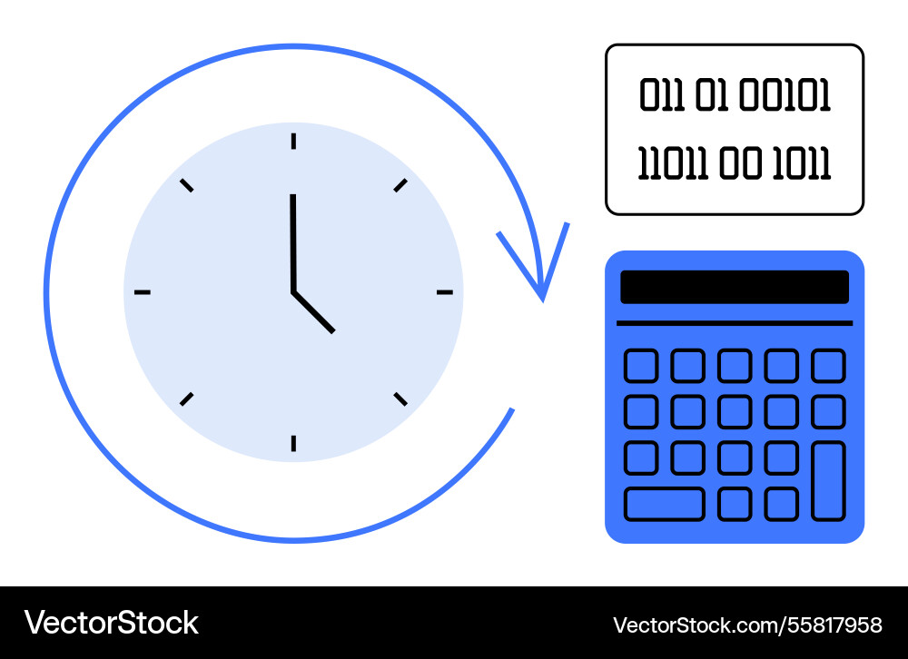 Time management and data calculation with digital Time management and data calculation with digital vector image