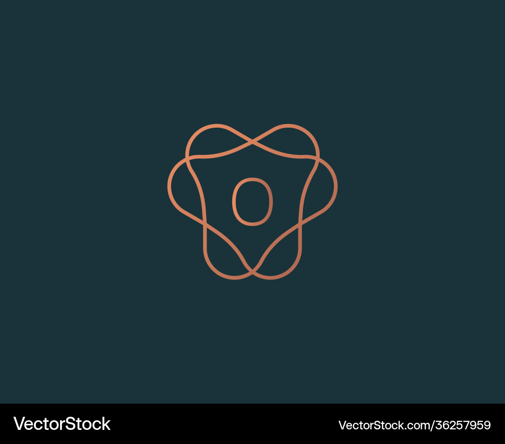 Abstract linear monogram number 0 logo icon design vector image