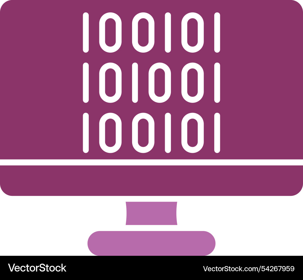 Binary code glyph two colour icon vector image