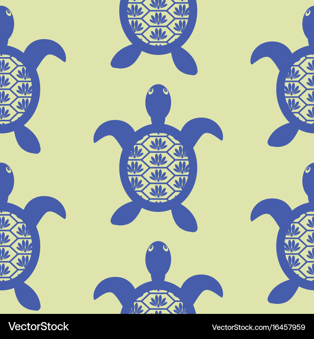 Blue Openwork Turtle Pattern vector image