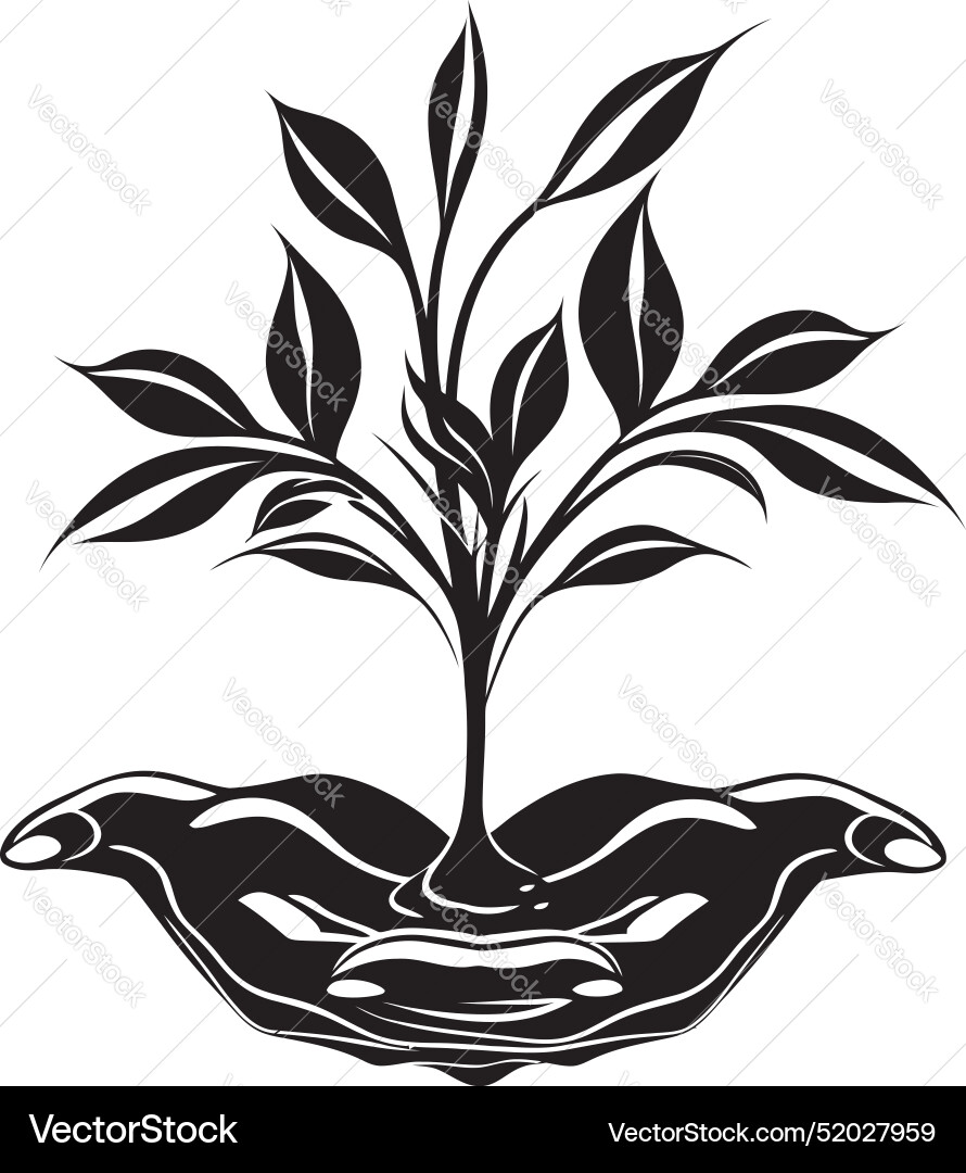 Botanic bond living plant emblem earthly embrace Botanic bond living plant emblem earthly embrace vector image