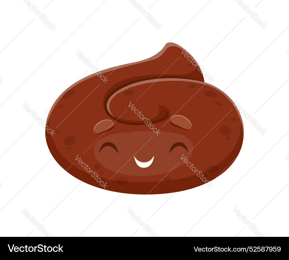 Cartoon poop emoji poo with shy face and smile Vector Image