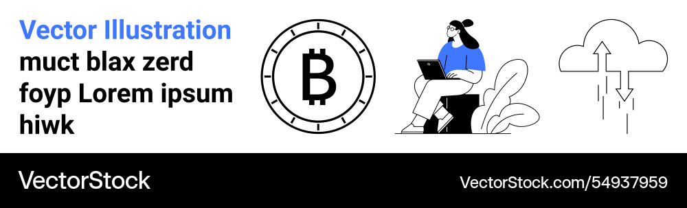 Digital currency remote work and cloud computing Digital currency remote work and cloud computing vector image
