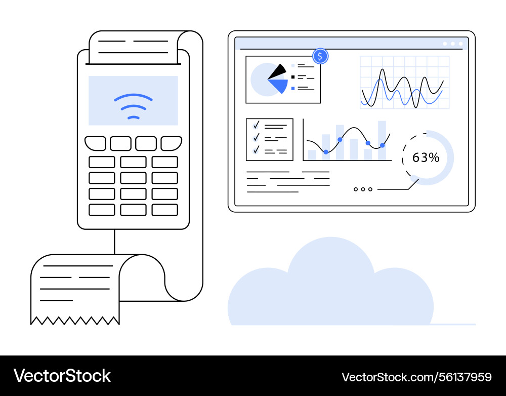Digital payment terminal and analytics dashboard Digital payment terminal and analytics dashboard vector image
