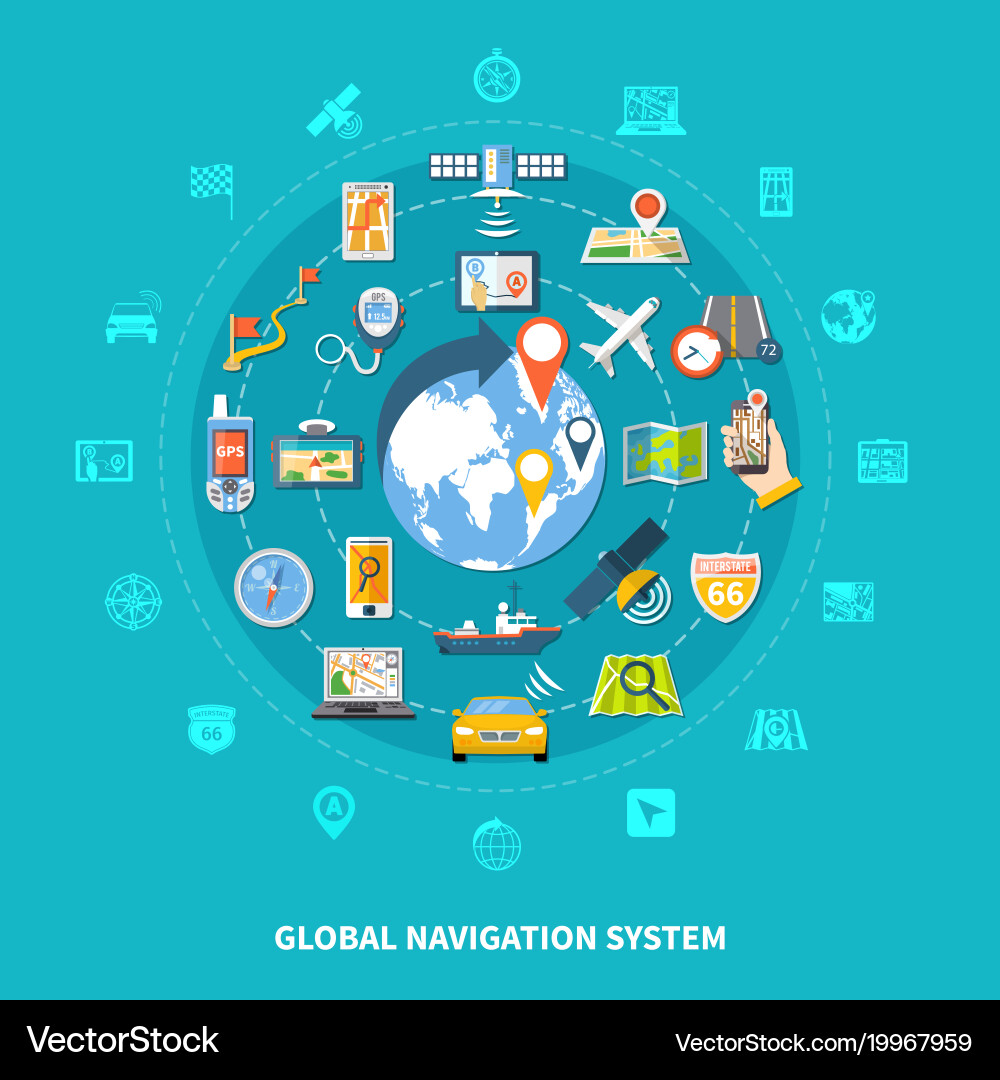 Global navigation icons set vector image
