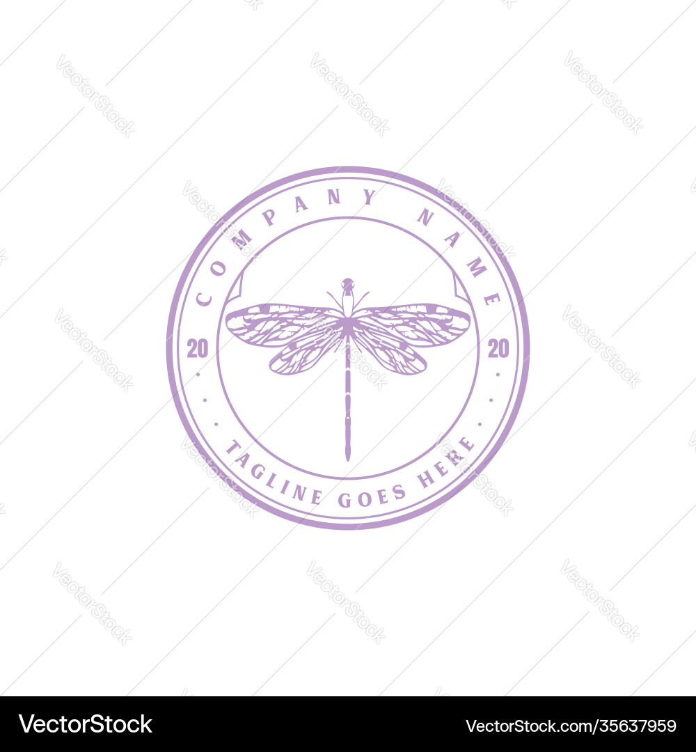 Vintage retro hipster dragonfly logo design vector image