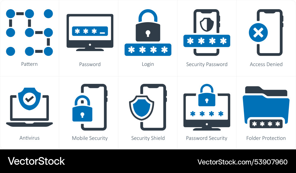 A set of 10 security icons as pattern password vector image