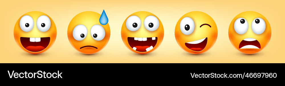 Cartoon Emoji Emoticons Sammlung gelb Gesicht Cartoon Emoji Emoticons Sammlung gelb Gesicht vektorbild