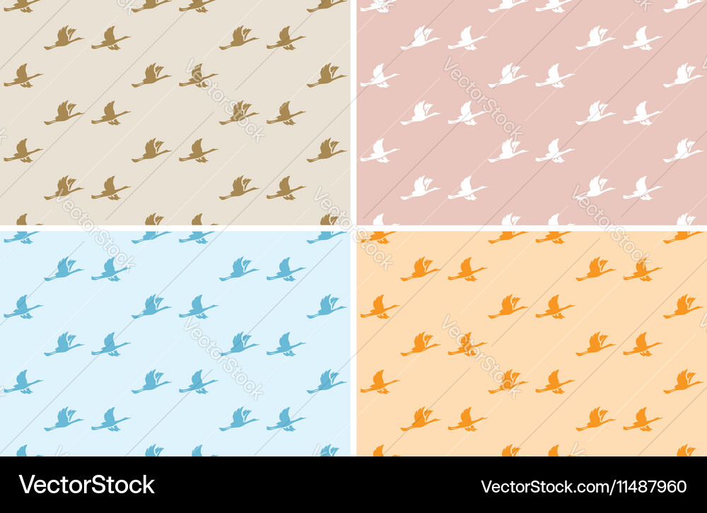 Light color patterns with birds - seamless set Vector Image