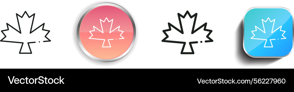 Mapple leaf icon thin linear regular and button Mapple leaf icon thin linear regular and button vector image
