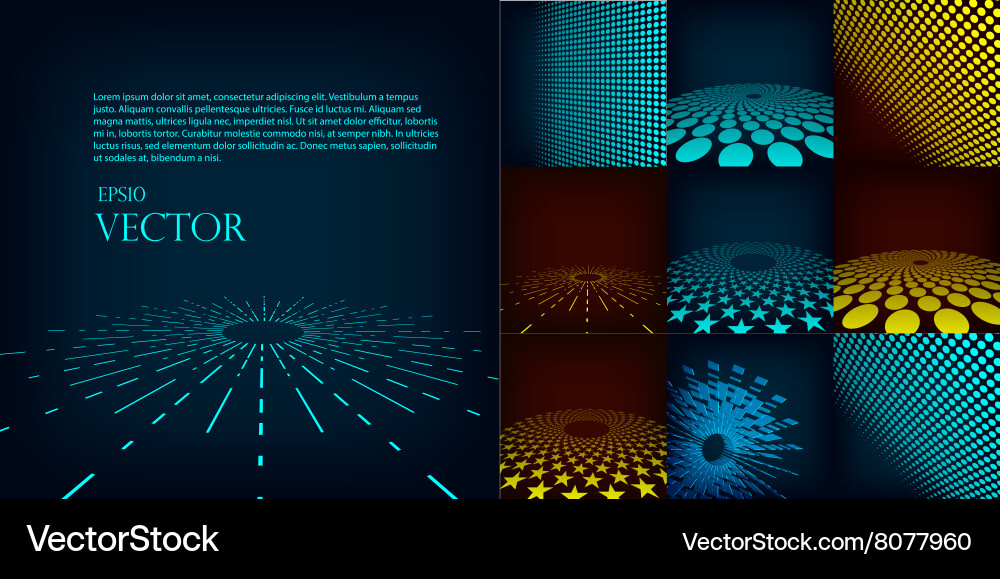 Set of ten abstract digital background template vector image