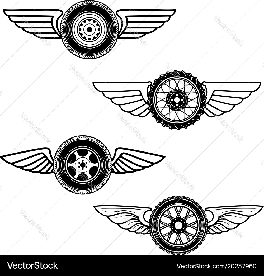 Winged Wheel Logo Element Vector Image