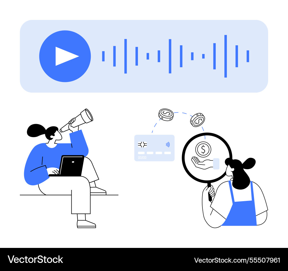Analyzing digital transactions with audio playback Analyzing digital transactions with audio playback vector image