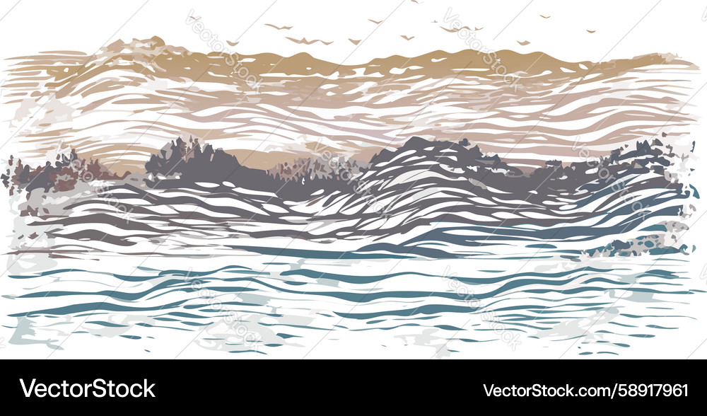 Coastal Wave Patterns Vector Image