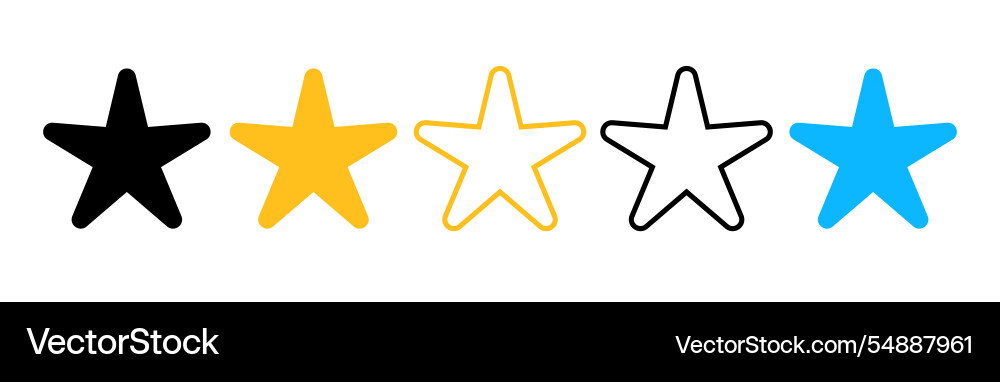 Colorful rating stars black yellow blue review Colorful rating stars black yellow blue review vector image