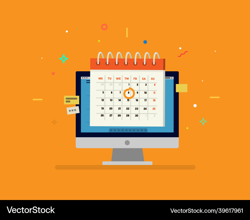 Computer calendar event reminder Computer calendar event reminder vector image