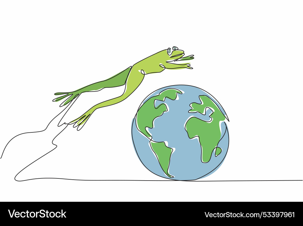 Continuous one line drawing a frog jumping Continuous one line drawing a frog jumping vector image