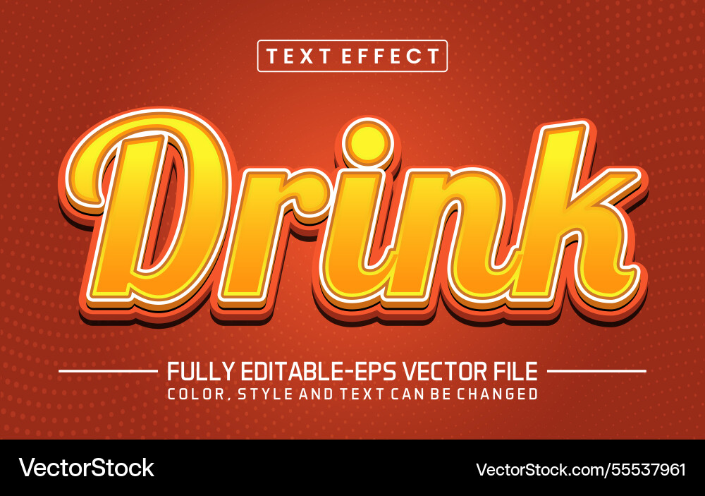 Drink orange font text effect editable Drink orange font text effect editable vector image
