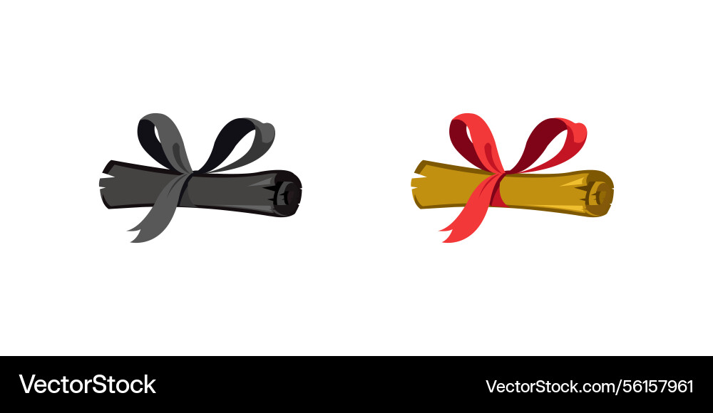 Paper scroll rolled and tied with red ribbon icon Paper scroll rolled and tied with red ribbon icon vector image