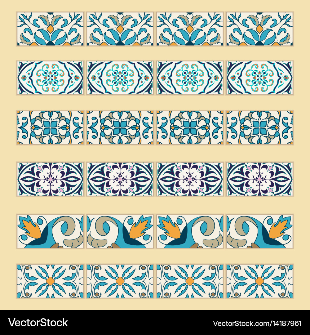 Set of decorative tile borders Royalty Free Vector Image