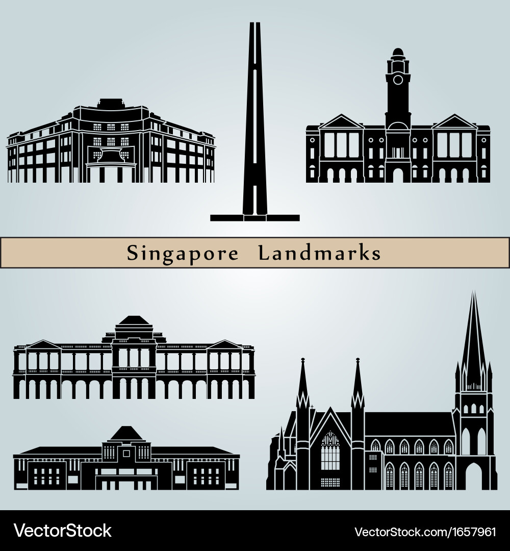 Singapore Skyline Silhouettes Vector Image