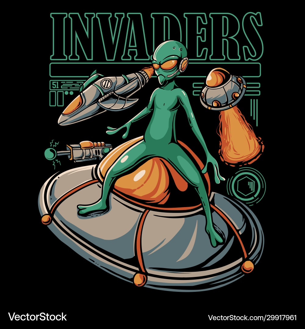 Space Invaders Alien Attack Vector Image