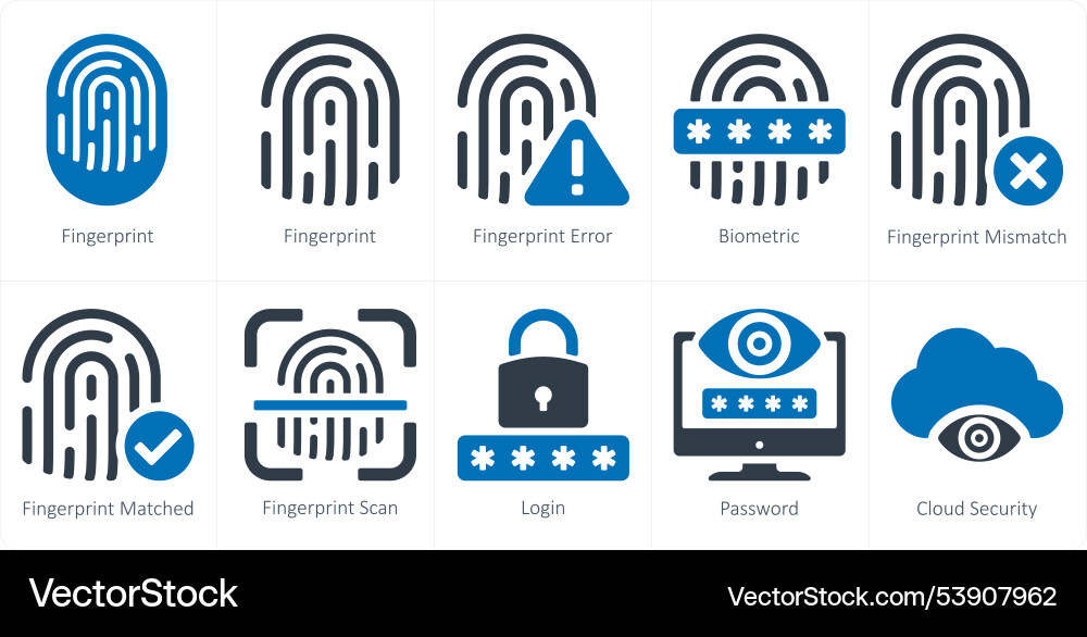 A set of 10 security icons as fingerprint Vector Image