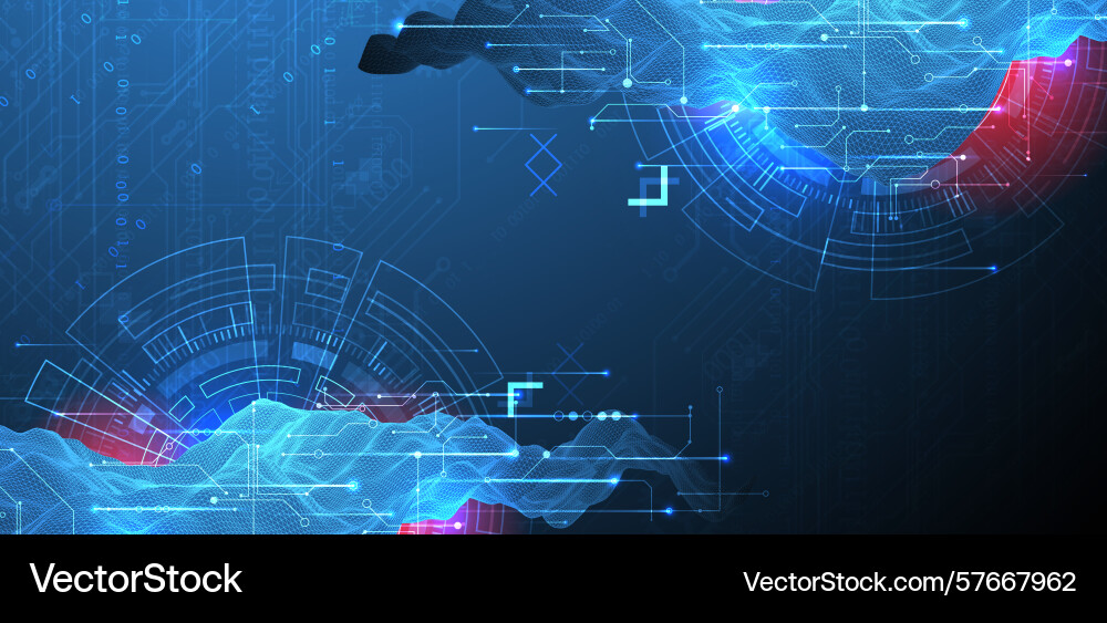 Abstract data background with wireframe wave Vector Image