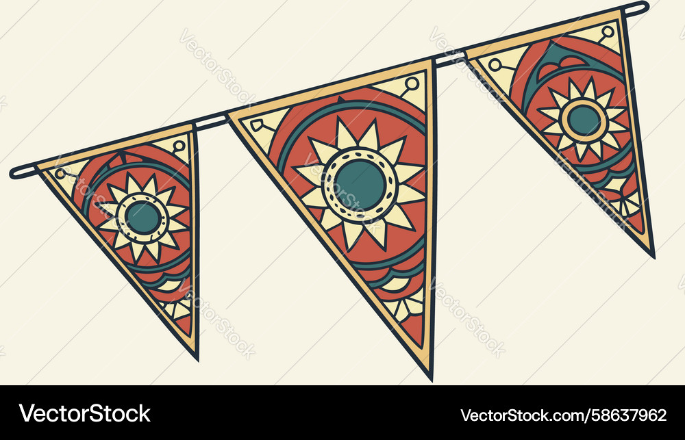 Colorful Triangular Pennant Flags Vector Image