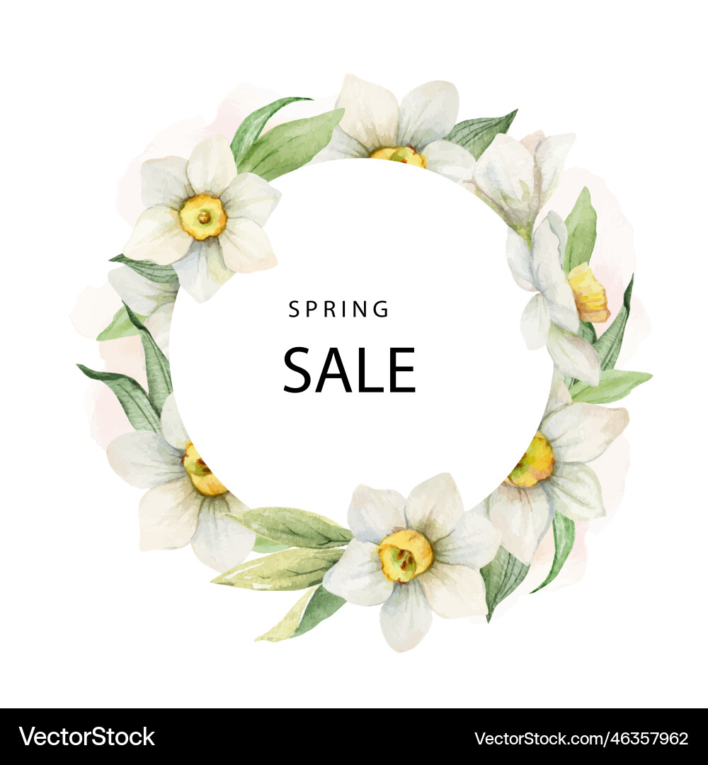 Spring sale discount watercolor flower Spring sale discount watercolor flower vector image