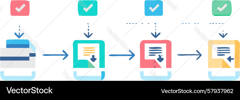Task Completion Flow with Checkmarks Vector Image