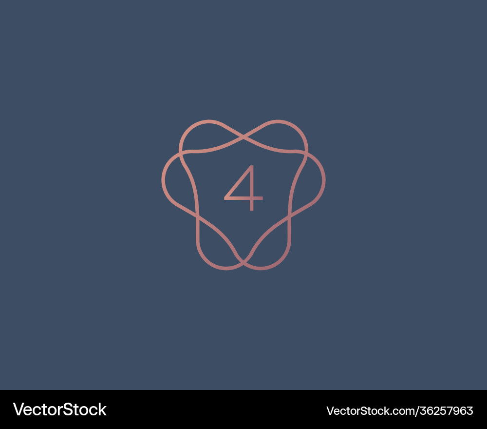 Abstract linear monogram number 4 logo icon design Abstract linear monogram number 4 logo icon design vector image